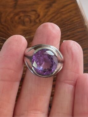 925 Silver Ring with Purple Center Stone